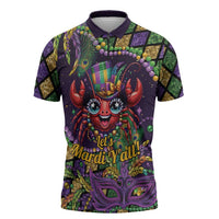 Mardi Gras Crawfish Zipper Polo Shirt Let's Mardi Y'all - Wonder Print Shop