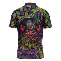 Mardi Gras Crawfish Zipper Polo Shirt Let's Mardi Y'all - Wonder Print Shop