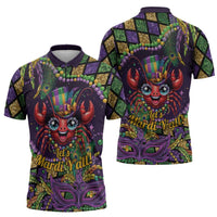 Mardi Gras Crawfish Zipper Polo Shirt Let's Mardi Y'all - Wonder Print Shop