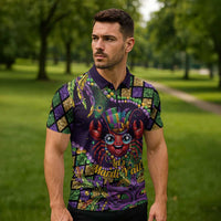 Mardi Gras Crawfish Zipper Polo Shirt Let's Mardi Y'all - Wonder Print Shop