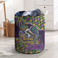 Mardi Gras Pelican Laundry Basket Crowned Feathers Carnival Reign - Wonder Print Shop