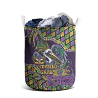 Mardi Gras Pelican Laundry Basket Crowned Feathers Carnival Reign - Wonder Print Shop