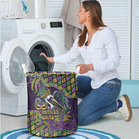 Mardi Gras Pelican Laundry Basket Crowned Feathers Carnival Reign - Wonder Print Shop
