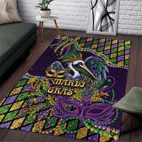 Mardi Gras Pelican Area Rug Crowned Feathers Carnival Reign - Wonder Print Shop