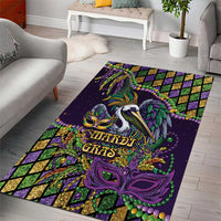 Mardi Gras Pelican Area Rug Crowned Feathers Carnival Reign - Wonder Print Shop