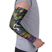 Mardi Gras Pelican Arm Sleeves Crowned Feathers Carnival Reign - Wonder Print Shop