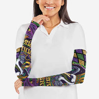Mardi Gras Pelican Arm Sleeves Crowned Feathers Carnival Reign - Wonder Print Shop
