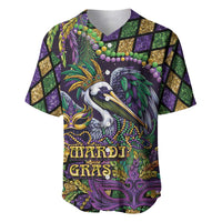 Mardi Gras Pelican Baseball Jersey Crowned Feathers Carnival Reign - Wonder Print Shop