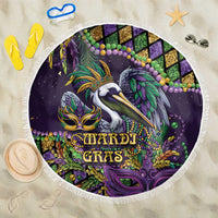 Mardi Gras Pelican Beach Blanket Crowned Feathers Carnival Reign - Wonder Print Shop