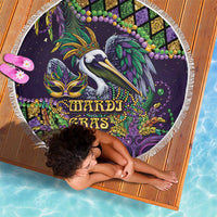 Mardi Gras Pelican Beach Blanket Crowned Feathers Carnival Reign - Wonder Print Shop