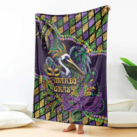 Mardi Gras Pelican Blanket Crowned Feathers Carnival Reign - Wonder Print Shop