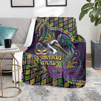 Mardi Gras Pelican Blanket Crowned Feathers Carnival Reign - Wonder Print Shop