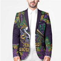 Mardi Gras Pelican Blazer Crowned Feathers Carnival Reign - Wonder Print Shop