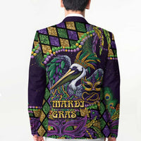 Mardi Gras Pelican Blazer Crowned Feathers Carnival Reign - Wonder Print Shop