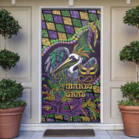 Mardi Gras Pelican Door Cover Crowned Feathers Carnival Reign - Wonder Print Shop