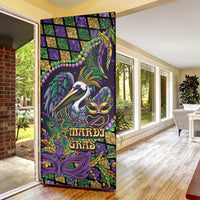 Mardi Gras Pelican Door Cover Crowned Feathers Carnival Reign - Wonder Print Shop