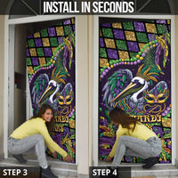 Mardi Gras Pelican Door Cover Crowned Feathers Carnival Reign - Wonder Print Shop