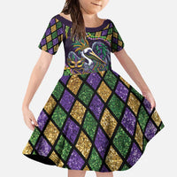 Mardi Gras Pelican Family Matching Long Sleeve Bodycon Dress and Hawaiian Shirt Crowned Feathers Carnival Reign - Wonder Print Shop