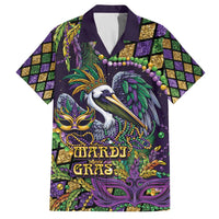 Mardi Gras Pelican Family Matching Off The Shoulder Long Sleeve Dress and Hawaiian Shirt Crowned Feathers Carnival Reign - Wonder Print Shop