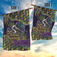 Mardi Gras Pelican Garden Flag Crowned Feathers Carnival Reign - Wonder Print Shop