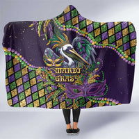 Mardi Gras Pelican Hooded Blanket Crowned Feathers Carnival Reign - Wonder Print Shop