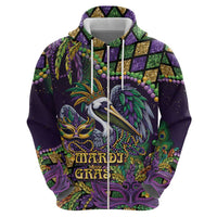 Mardi Gras Pelican Hoodie Crowned Feathers Carnival Reign - Wonder Print Shop