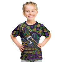 Mardi Gras Pelican Kid T Shirt Crowned Feathers Carnival Reign - Wonder Print Shop