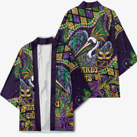 Mardi Gras Pelican Kimono Crowned Feathers Carnival Reign - Wonder Print Shop