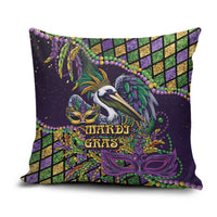 Mardi Gras Pelican Pillow Cover Crowned Feathers Carnival Reign - Wonder Print Shop