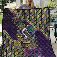 Mardi Gras Pelican Quilt Crowned Feathers Carnival Reign - Wonder Print Shop