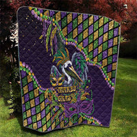 Mardi Gras Pelican Quilt Crowned Feathers Carnival Reign - Wonder Print Shop