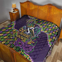 Mardi Gras Pelican Quilt Crowned Feathers Carnival Reign - Wonder Print Shop