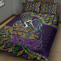 Mardi Gras Pelican Quilt Bed Set Crowned Feathers Carnival Reign - Wonder Print Shop