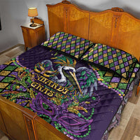 Mardi Gras Pelican Quilt Bed Set Crowned Feathers Carnival Reign - Wonder Print Shop