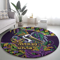 Mardi Gras Pelican Round Carpet Crowned Feathers Carnival Reign - Wonder Print Shop