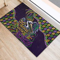 Mardi Gras Pelican Rubber Doormat Crowned Feathers Carnival Reign - Wonder Print Shop