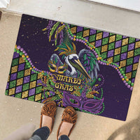 Mardi Gras Pelican Rubber Doormat Crowned Feathers Carnival Reign - Wonder Print Shop