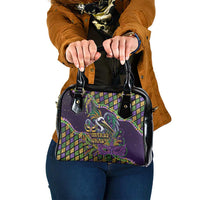 Mardi Gras Pelican Shoulder Handbag Crowned Feathers Carnival Reign - Wonder Print Shop