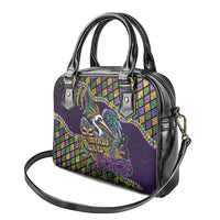 Mardi Gras Pelican Shoulder Handbag Crowned Feathers Carnival Reign - Wonder Print Shop