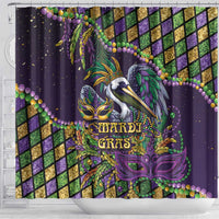 Mardi Gras Pelican Shower Curtain Crowned Feathers Carnival Reign - Wonder Print Shop