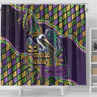 Mardi Gras Pelican Shower Curtain Crowned Feathers Carnival Reign - Wonder Print Shop