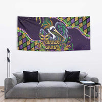 Mardi Gras Pelican Tapestry Crowned Feathers Carnival Reign - Wonder Print Shop