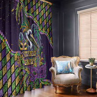 Mardi Gras Pelican Window Curtain Crowned Feathers Carnival Reign - Wonder Print Shop