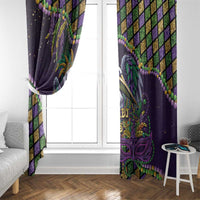Mardi Gras Pelican Window Curtain Crowned Feathers Carnival Reign - Wonder Print Shop
