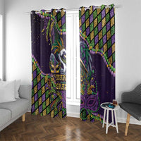 Mardi Gras Pelican Window Curtain Crowned Feathers Carnival Reign - Wonder Print Shop