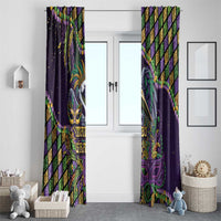 Mardi Gras Pelican Window Curtain Crowned Feathers Carnival Reign - Wonder Print Shop