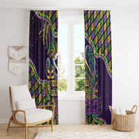 Mardi Gras Pelican Window Curtain Crowned Feathers Carnival Reign - Wonder Print Shop