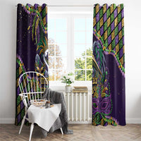 Mardi Gras Pelican Window Curtain Crowned Feathers Carnival Reign - Wonder Print Shop