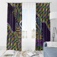 Mardi Gras Pelican Window Curtain Crowned Feathers Carnival Reign - Wonder Print Shop