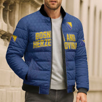 Custom Bosnia and Herzegovina Football 2026 Bomber Puffer Jacket Zmijanje Embroidery Pride